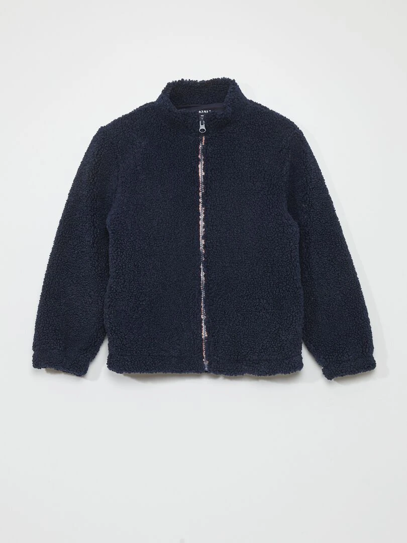 Sweat en sherpa zippé Bleu