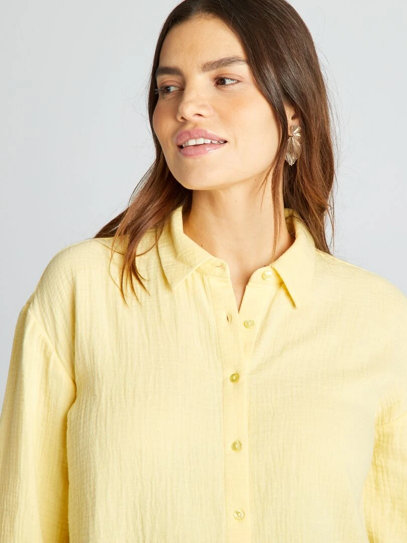 Chemise en gaze de coton d'allaitement   Jaune