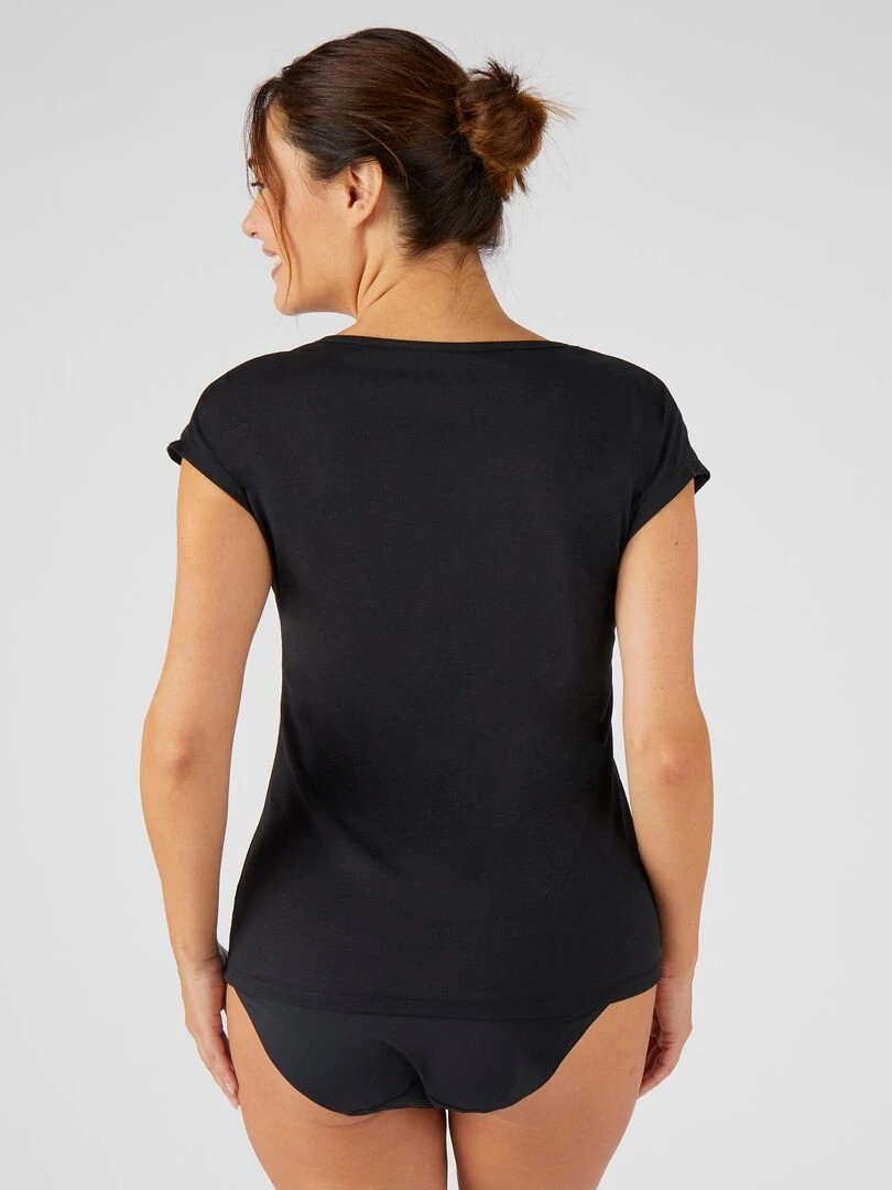 T shirt col dentelle Climatyl   Damart   Noir