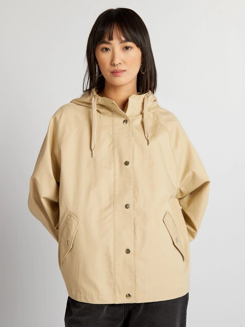 Parka courte déperlante beige