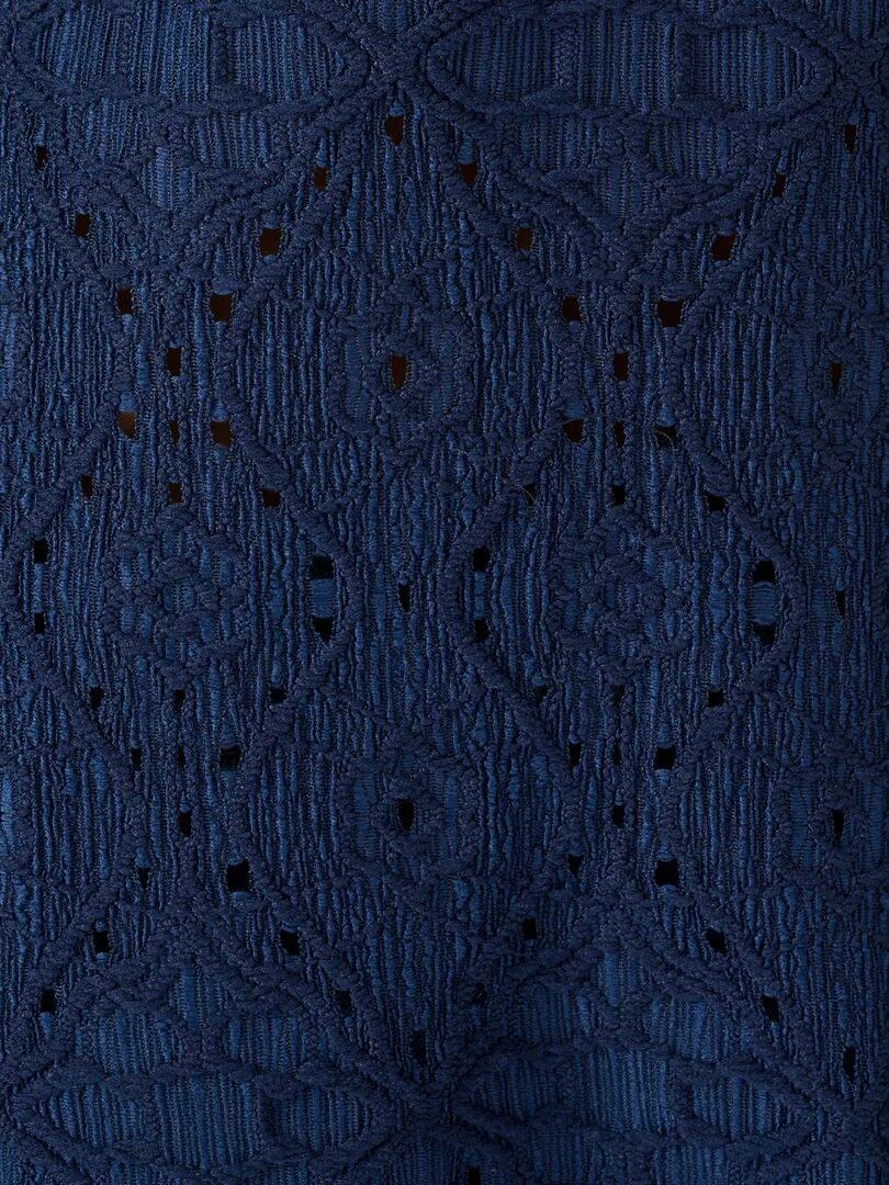 Tee shirt en maille ajourée effet dentelle   Damart   Bleu marine
