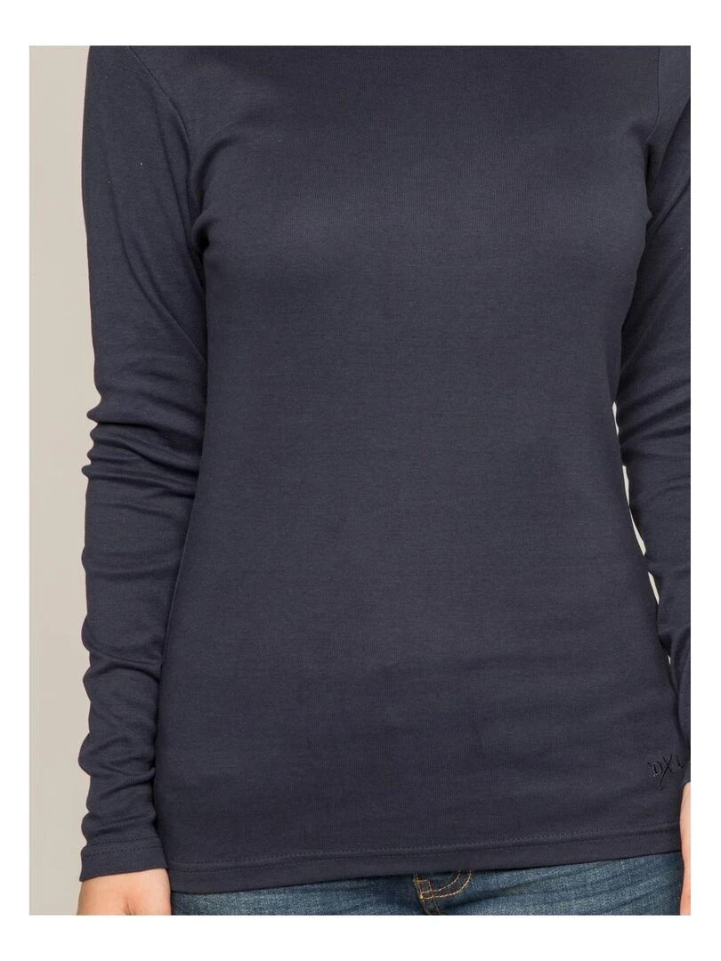 Sous pull col roulé pur coton organique FUSEE   Bleu marine