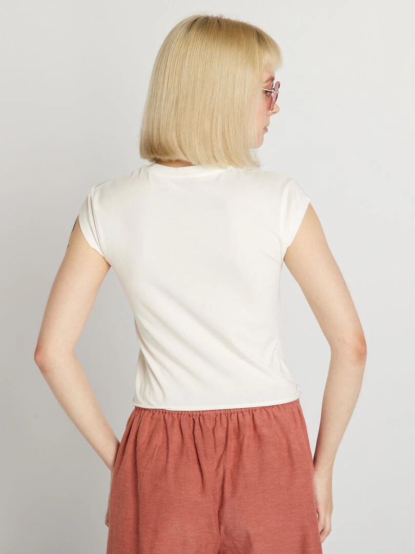 T shirt cropped stretch imprimé   Vert