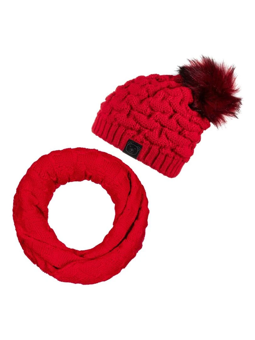 Ensemble Snood Bonnet Wiska Made in UE Rouge