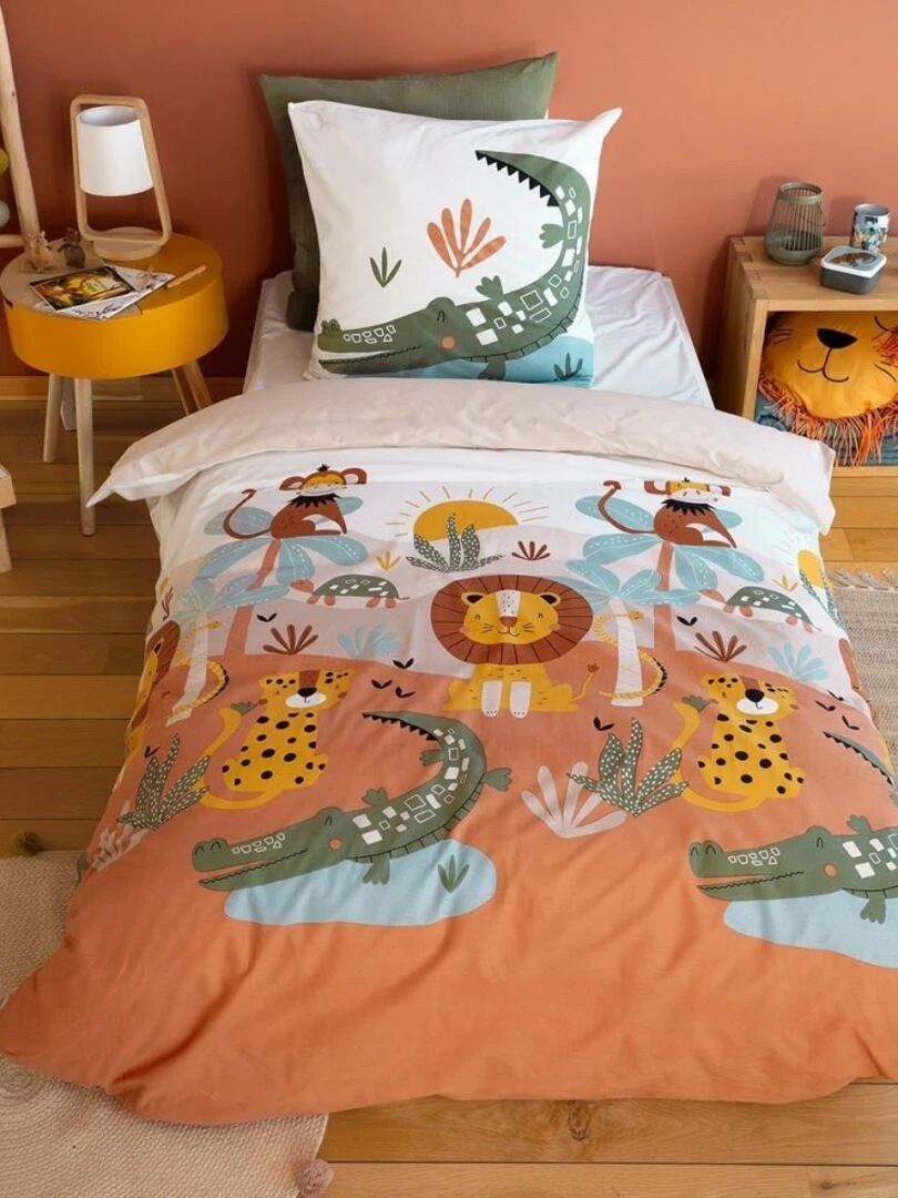 Housse de couette 140x200 + 1 taie Savane coton 57 fils Orange