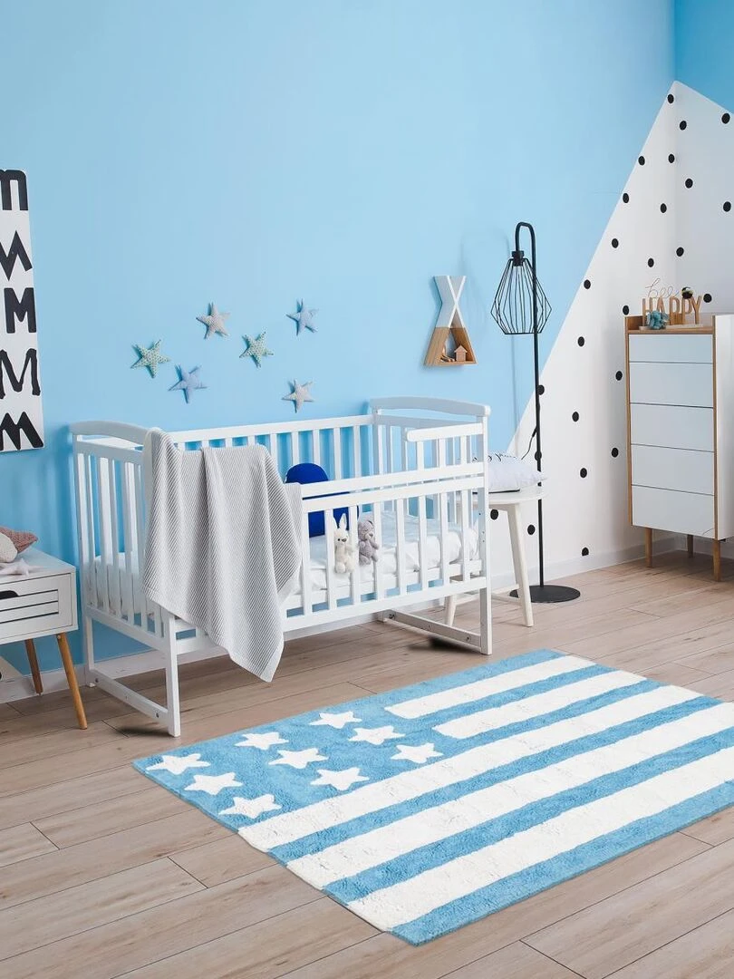 Tapis enfant Fait main DRAPA Bleu 124x167 en coton   Bleu