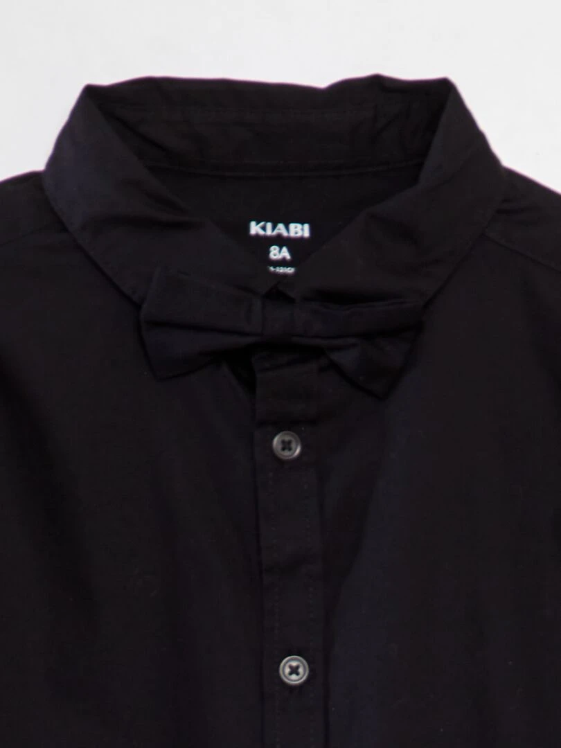Chemise manches courtes + nœud papillon noir
