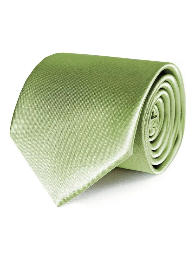 Cravate Satin Unie Fabriqué en Europe Vert tilleul