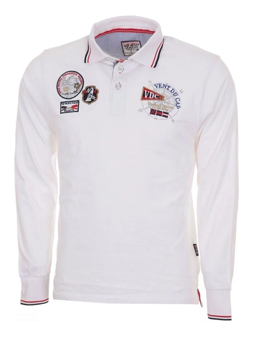 Polo manches longues homme CAPLANO VENT DU CAP Blanc