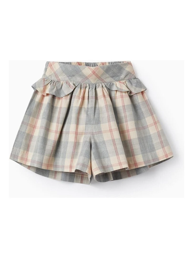 Shorts à carreaux avec volants pour fille 'B&S' NOËL Gris