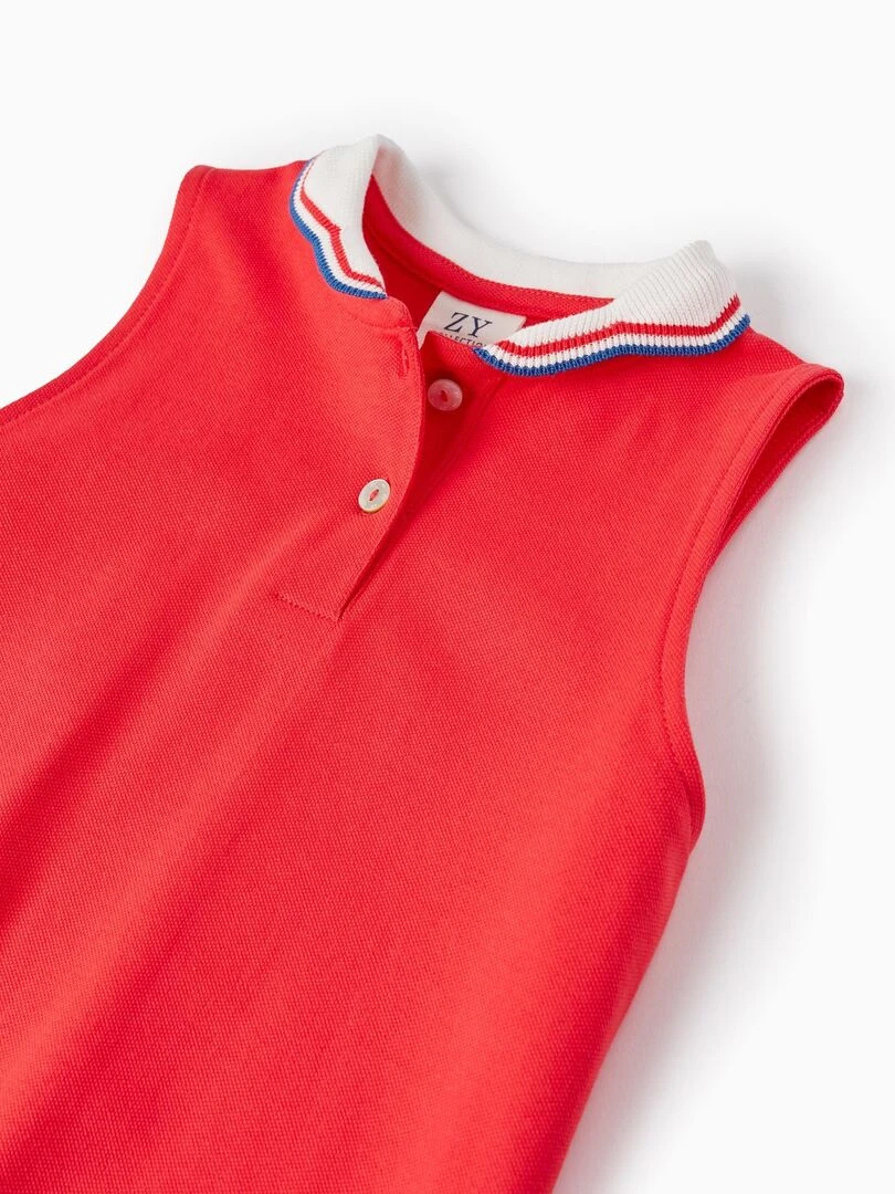 Robe Polo En Maille Piqué De Coton Pour Fille manches courtes PICASSO   Rouge