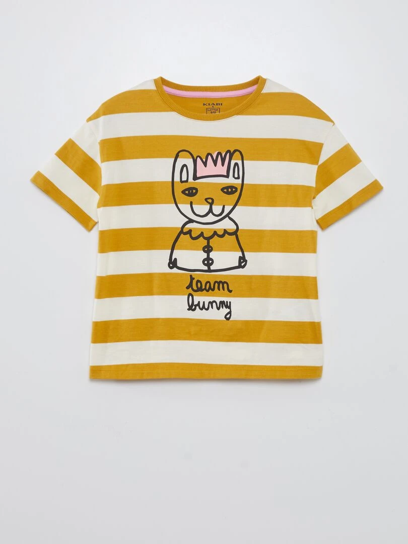 Tee shirt à col rond X Little Bad Wolf   Moutarde/blanc