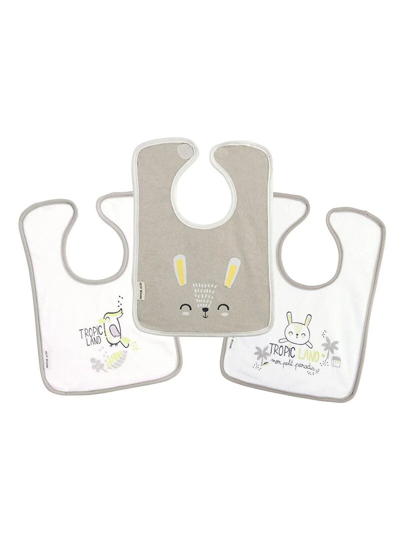 Lot de 3 bavoirs bébé mixte Tropicland Ecru