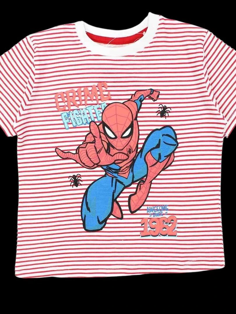 Disney Ensemble T shirt short garçon Imprimé Spiderman Rouge