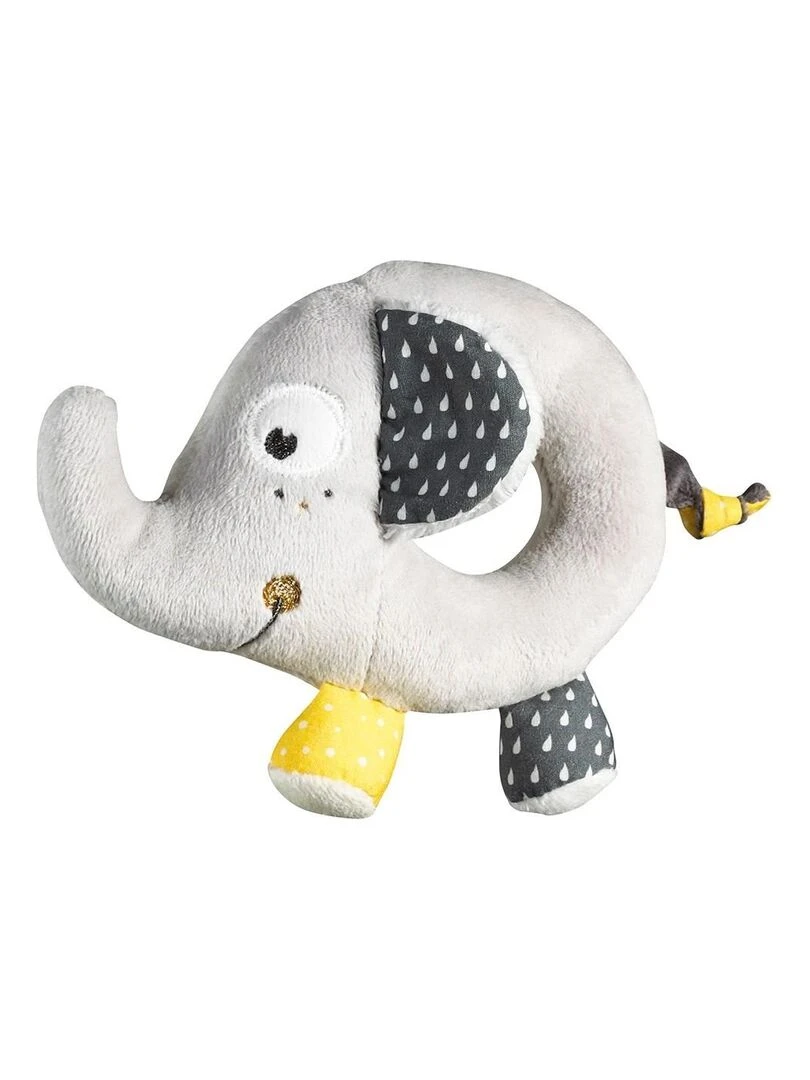 Hochet Eléphant en velours gris SAUTHON Gris