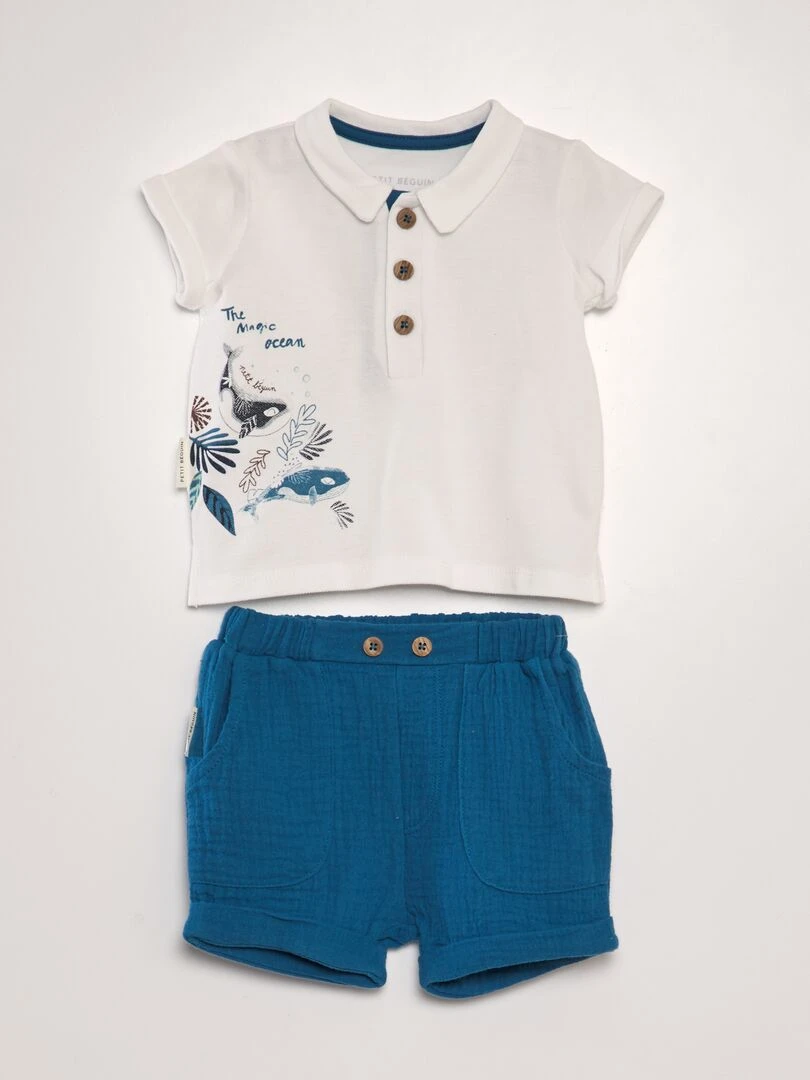 Ensemble polo + short Blanc