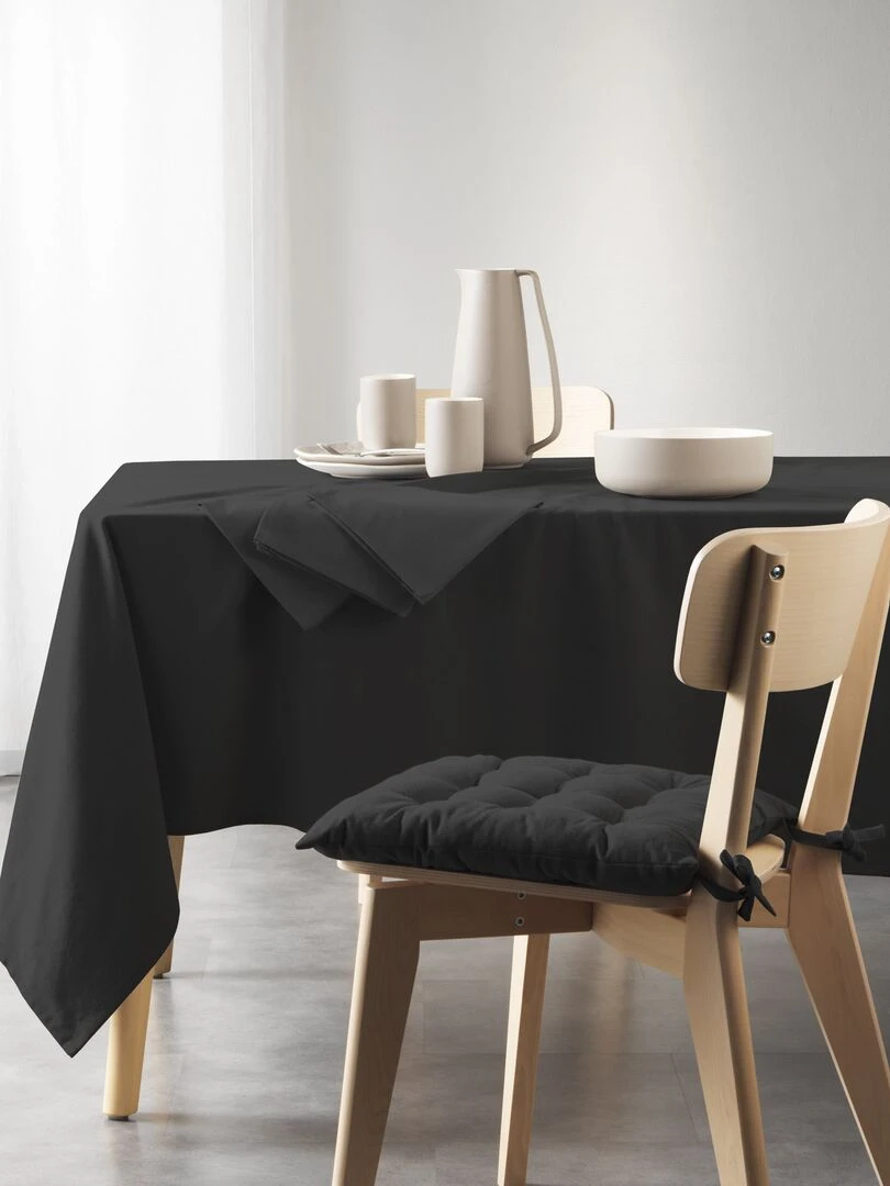 Nappe rectangle coton recycle 140 x 240 cm Grand mistral noir Noir