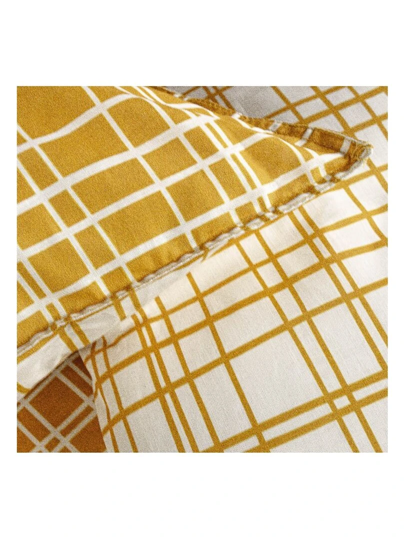 Parure de lit 2 personnes imprimé Rayure 'SUNSHINE' 'TODAY'   Jaune
