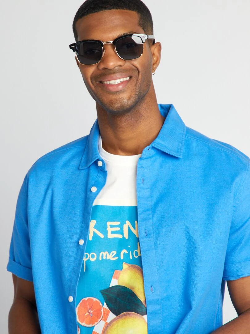 Chemise épaisse à manches courtes   Bleu