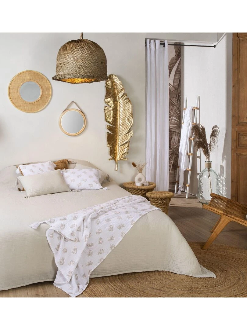 Plaid en double gaze de coton 'Deko&co'   Beige
