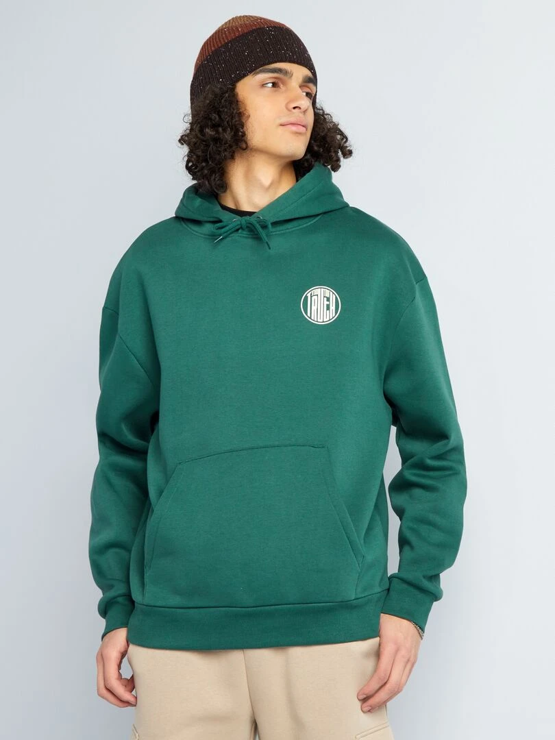 Sweat à capuche à motifs   Vert