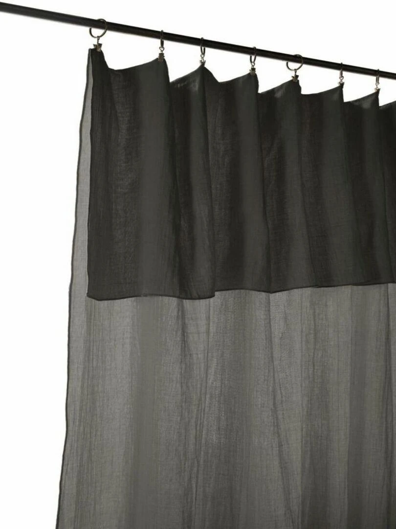 Rideau Ajustable 140x300 cm Gaze de Coton Gris foncé