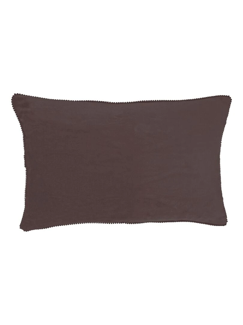 Coussin lin bords effilés 'Deko&co'   Marron chocolat