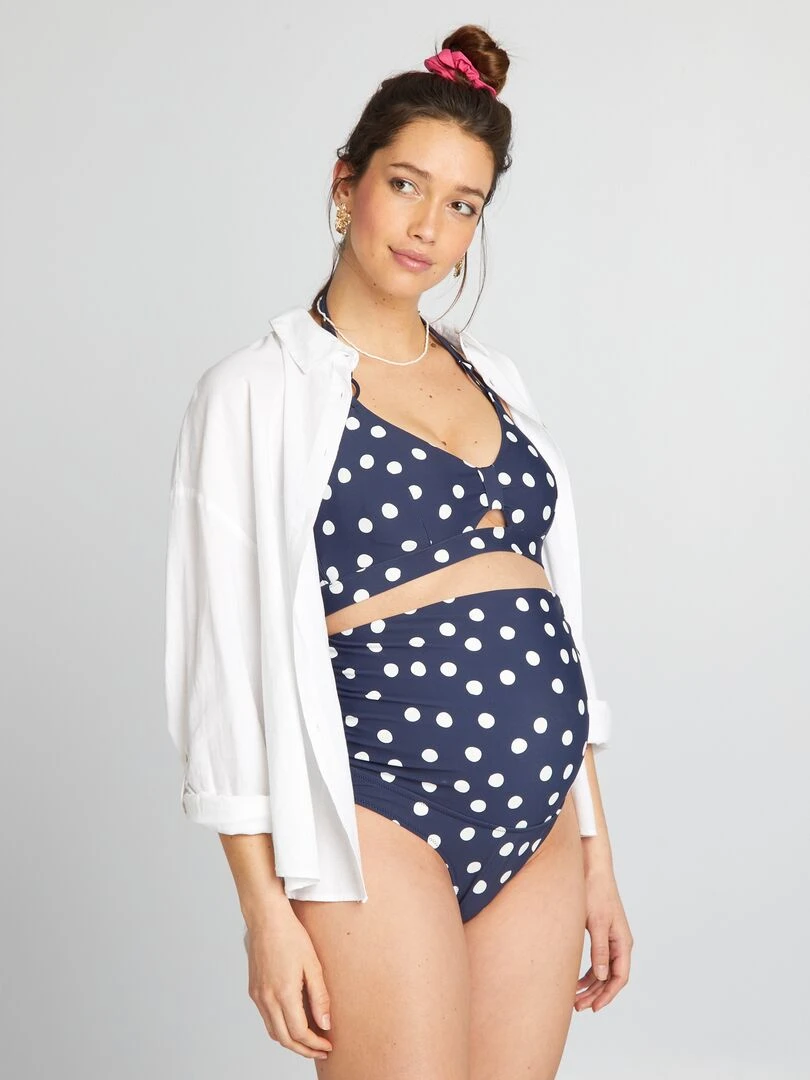 Culotte de bain maternité à pois Bleu