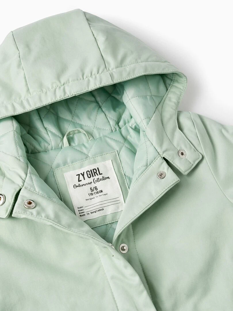 Parka en sergé avec capuche pour fille  SICILIAN DAYS   Vert clair