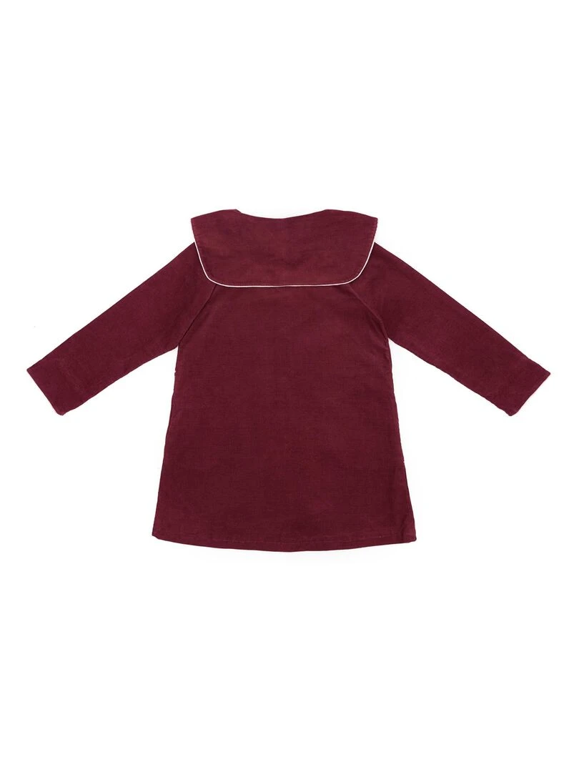 Veste Intersaison Fille  Col Marin  Velours Prune  PIMPRENELLE   'LA FAUTE A VOLTAIRE'   Bordeaux