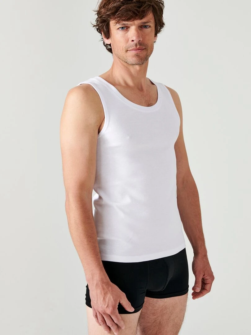 Lot de 2 débardeurs Essential pur coton peigné Damart Blanc