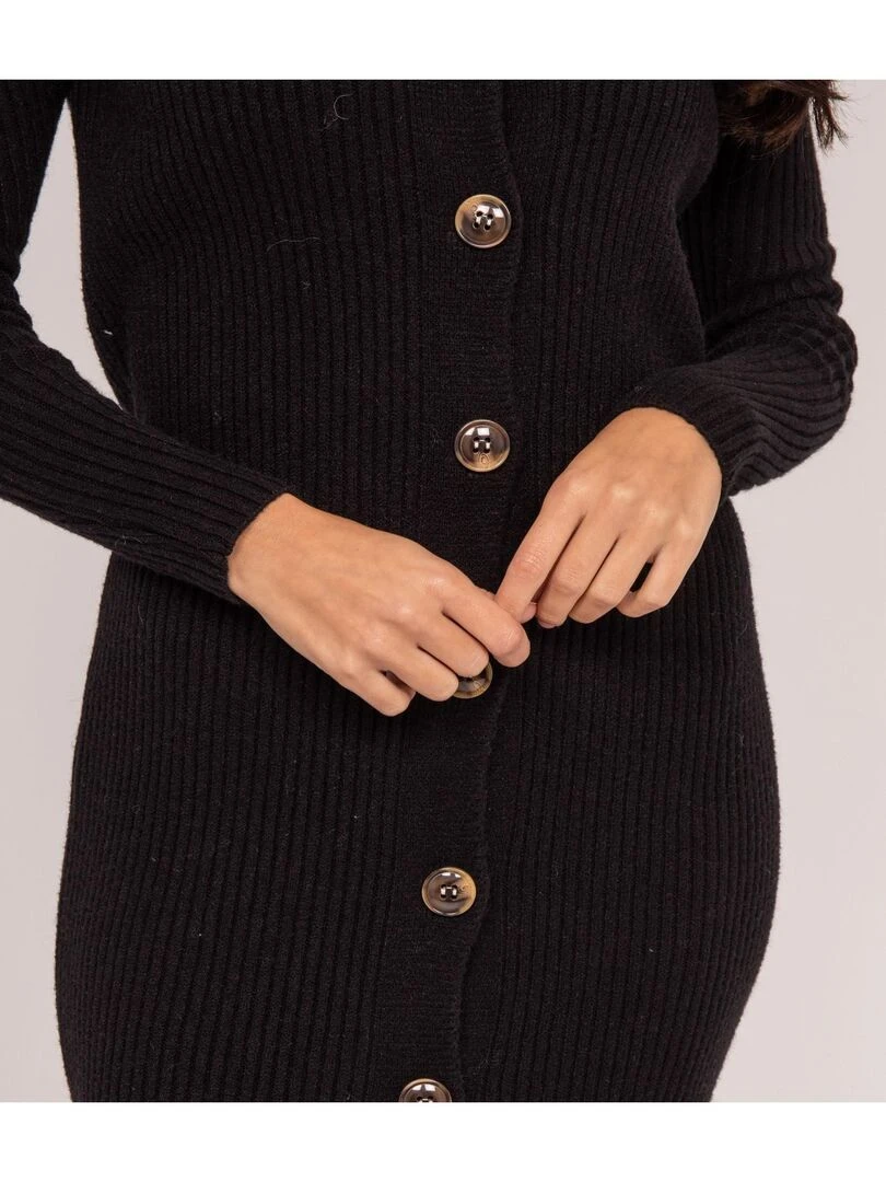Robe longue maille côtelée IVERNY   Noir