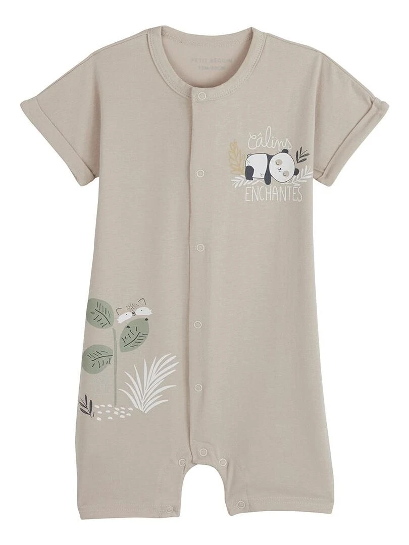 Combishort bébé mixte Mini Panda Beige sable
