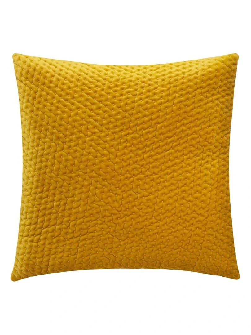 Coussin déhoussable en velours reliefé Jaune