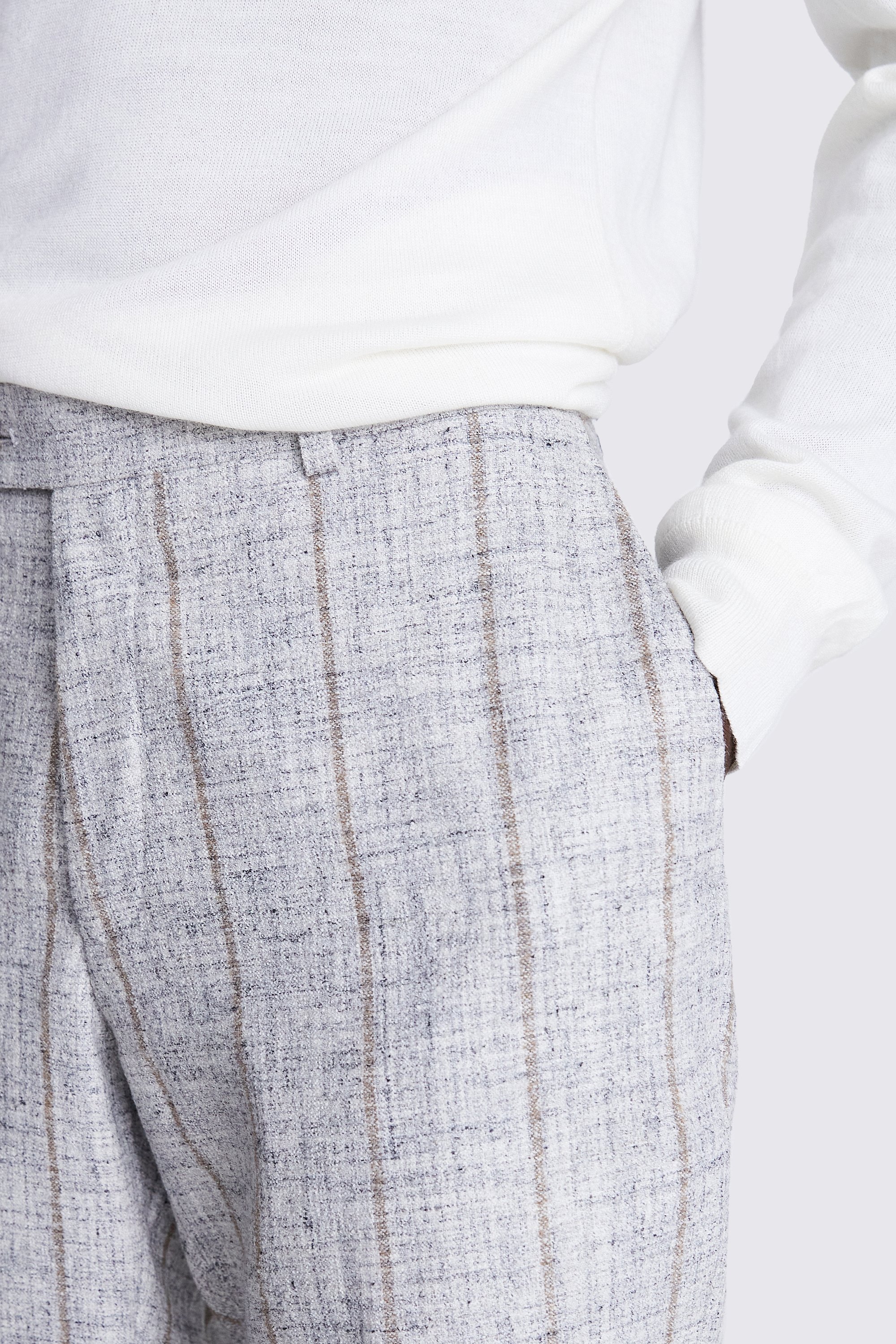 Tailored Fit Light Grey Stripe Trousers   Buy Online at Moss