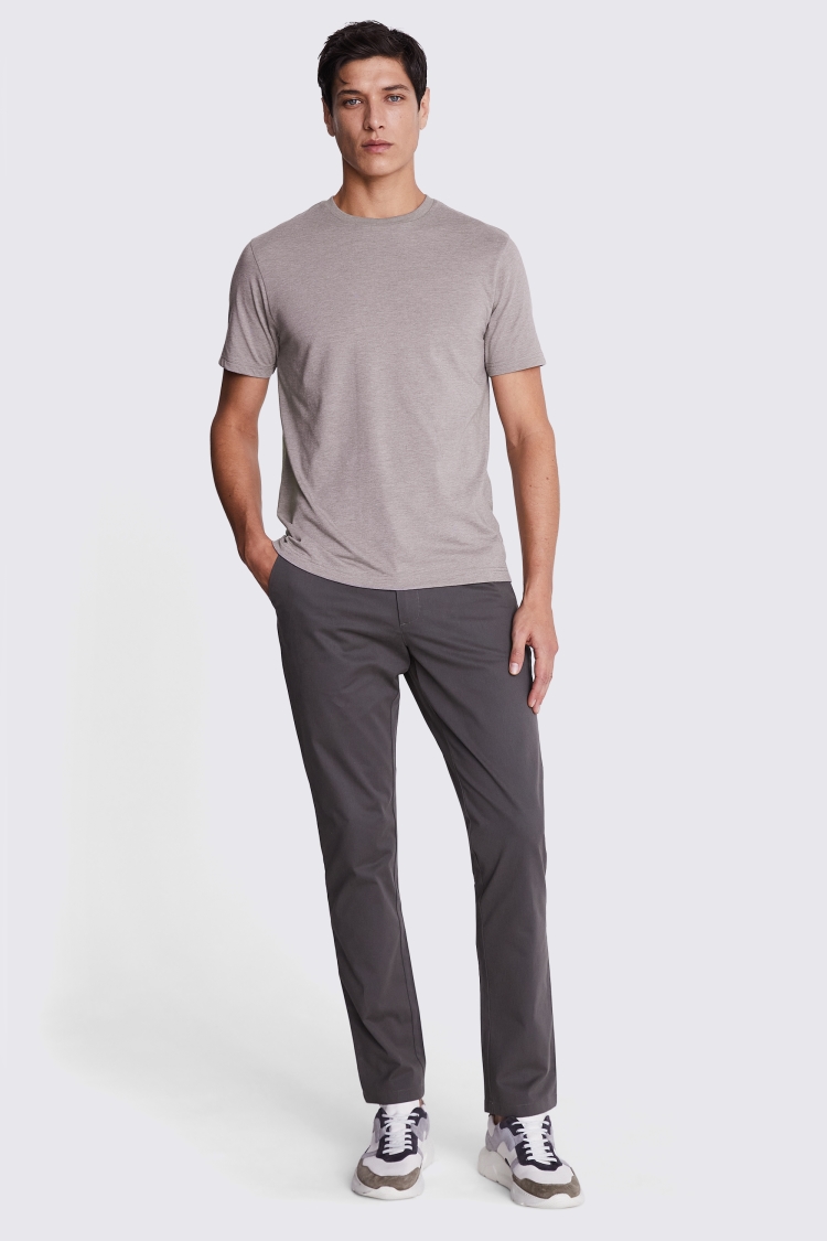Taupe Melange Crew-Neck T-Shirt Buy Online at Moss