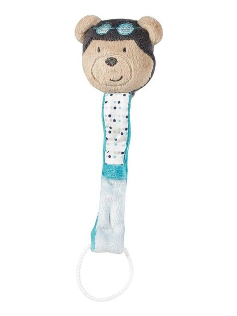 Attache tétine bébé en coton ours SAUTHON Bleu