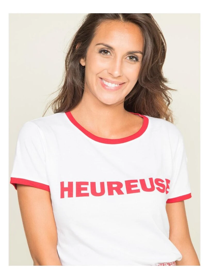 T shirt col rond message FELIPE   Rouge