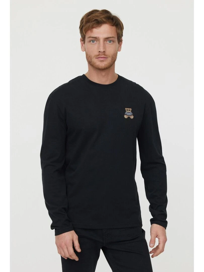 Lee Cooper T Shirt manches longues coton regular AMOURS Noir