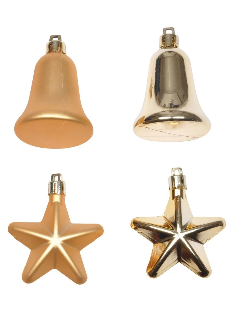 Set de 4 decorations de noel cloches et etoiles Jaune