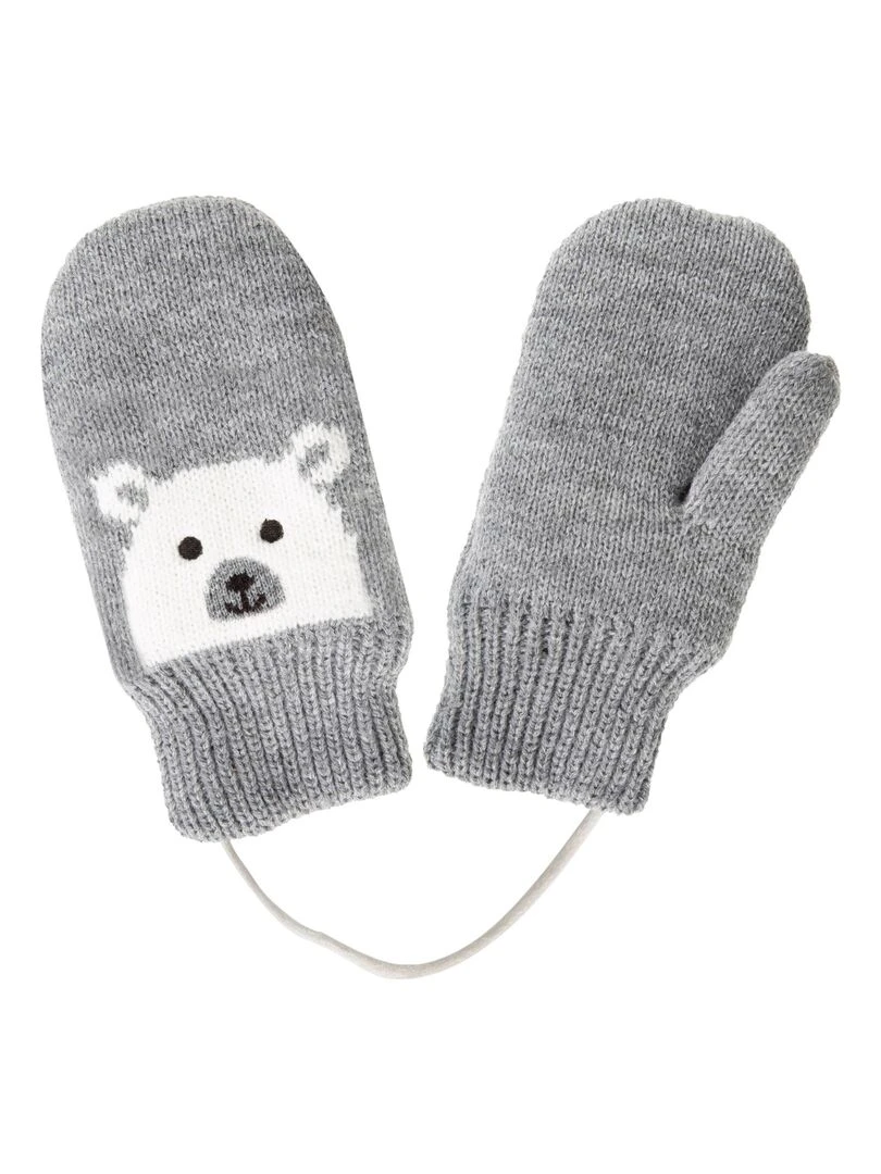 Moufles Enfant motif ours Gris Gris