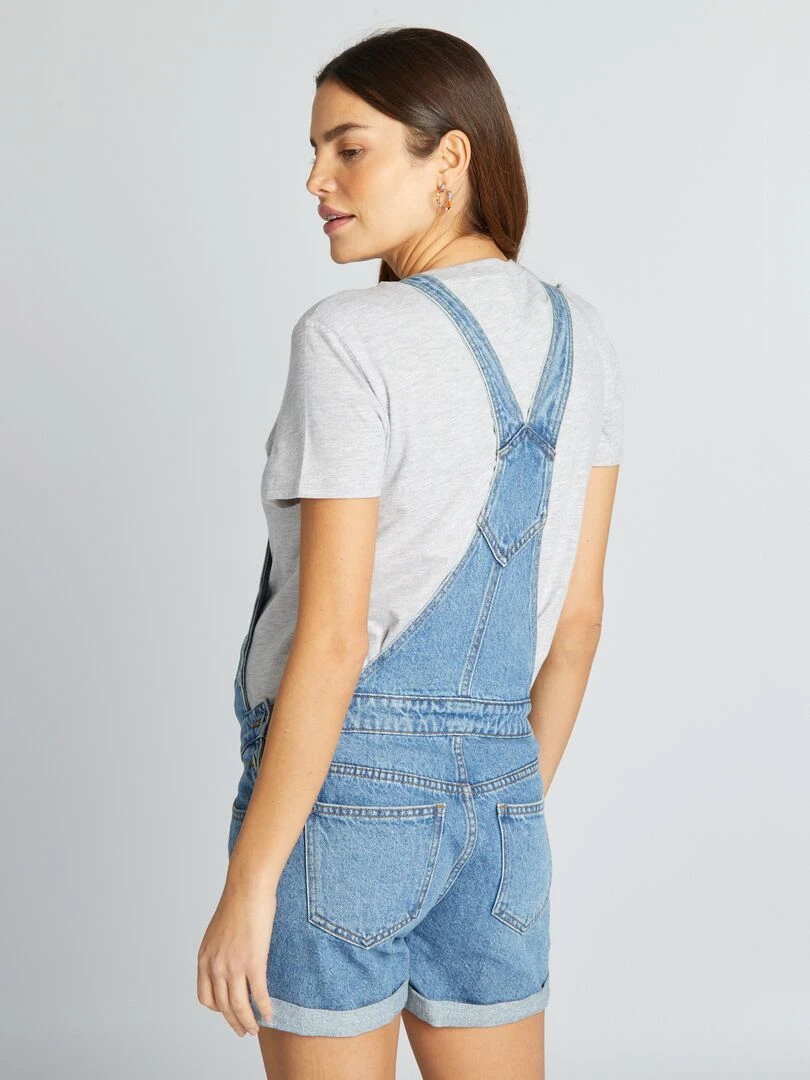 Salopette short grossesse en denim   Stone