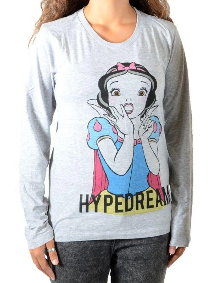 Tee Shirt Little Eleven Paris Reige LS Mixte Garçon Fille Gris Chiné Gris