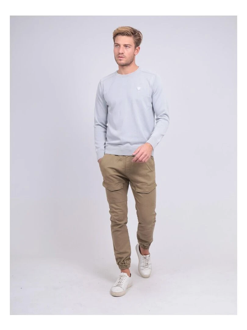 Pull fin col rond coton ARTHUR   Gris clair