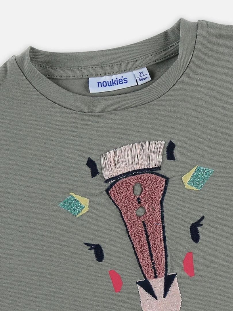 T shirt en coton girafe  kaki   Noukie's   Vert