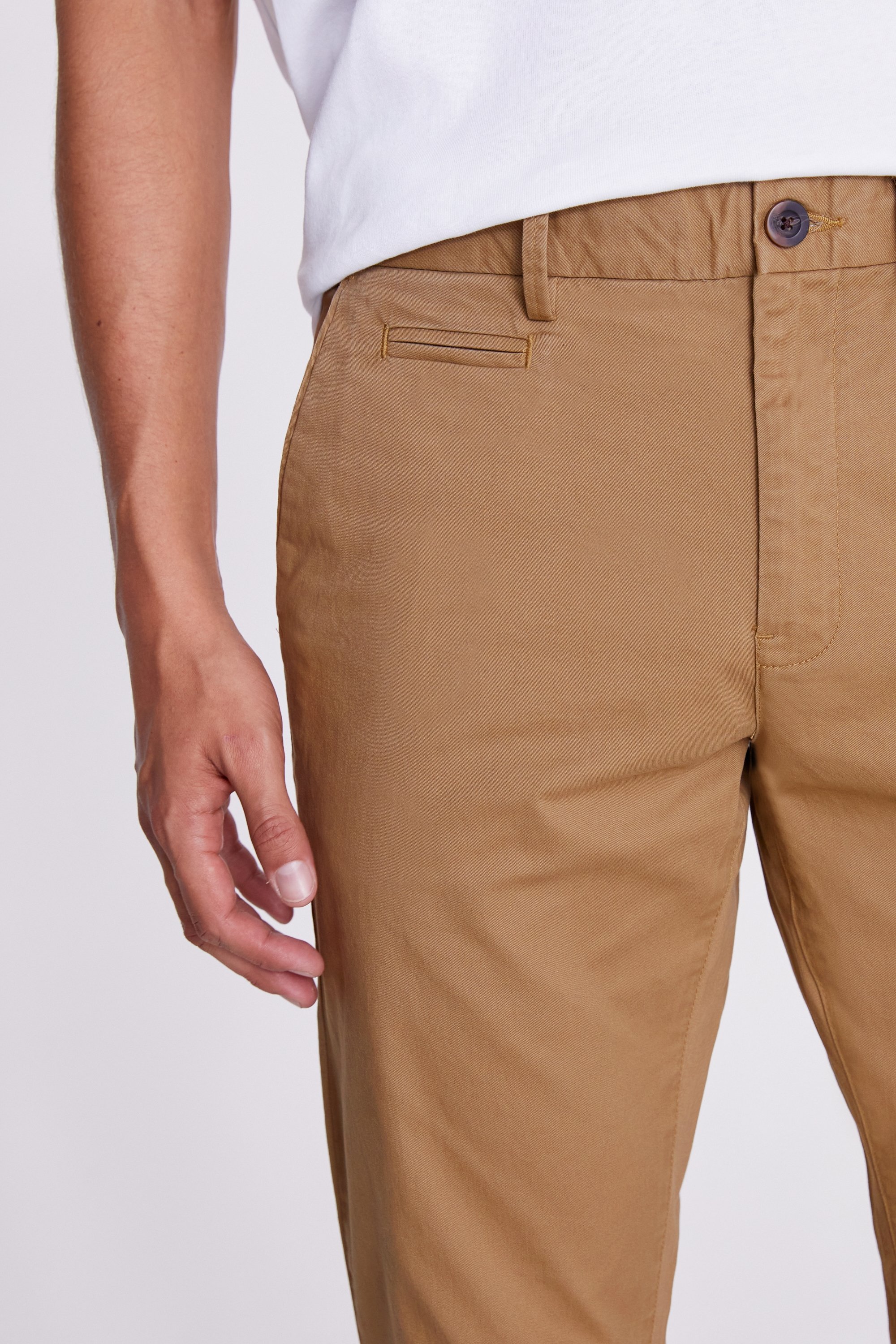 Tailored Fit Tobacco Stretch Chinos   Buy Online at Moss