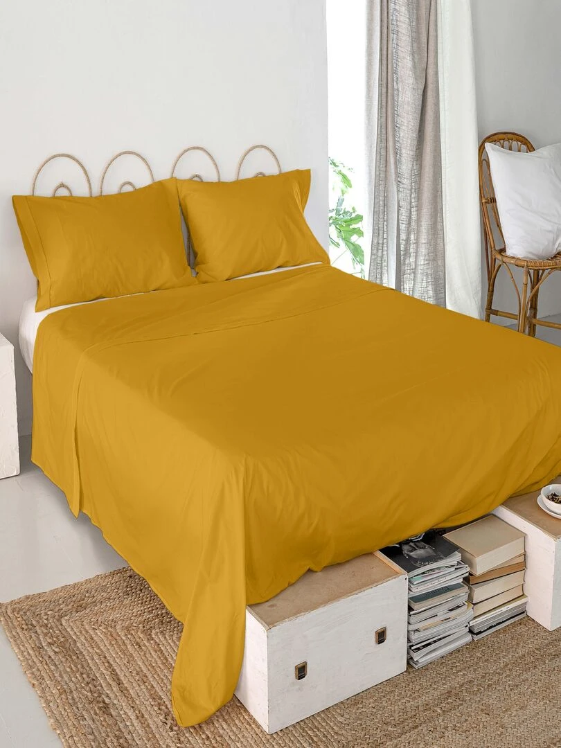 Drap Basic "Happyfriday" Moutarde