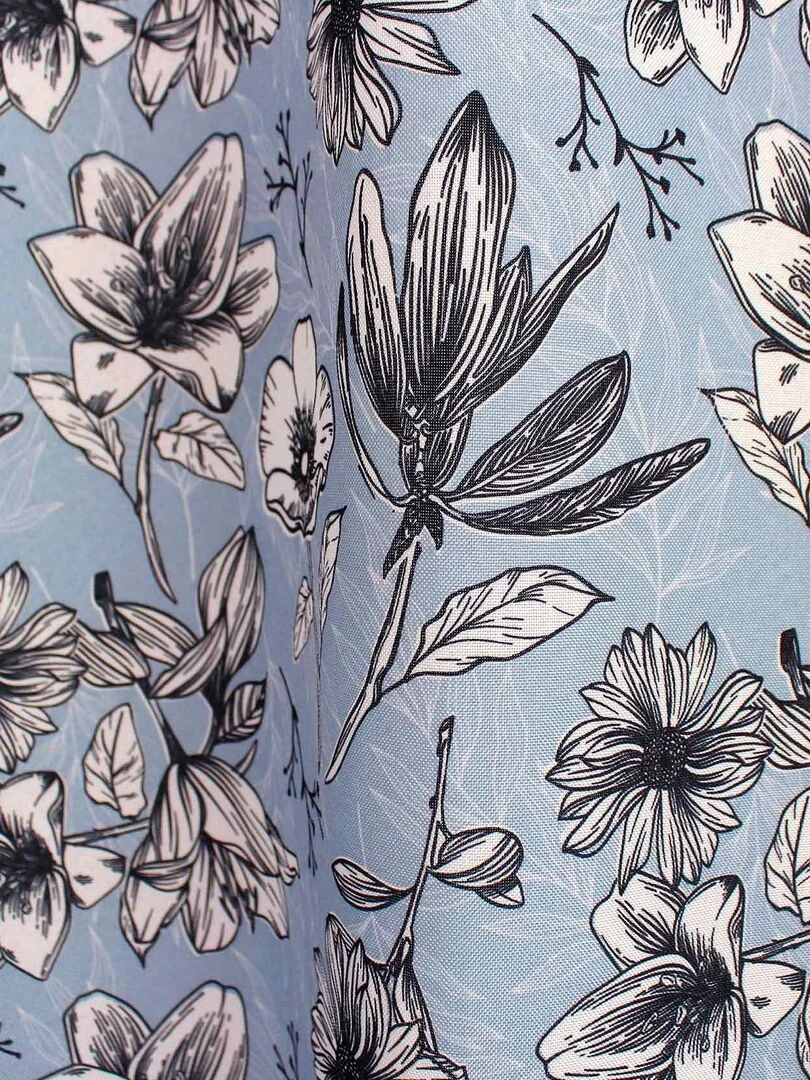 Rideau d'ameublement fleuri   Bleu