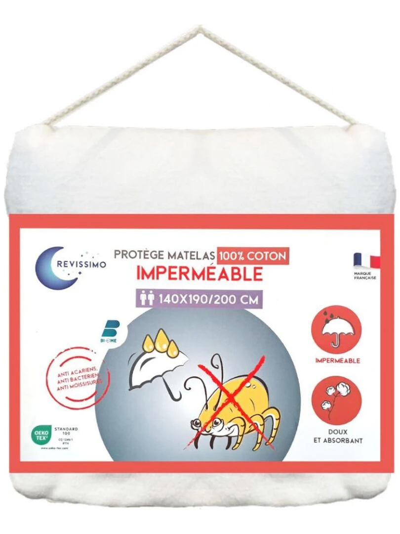 Future Home   Protège matelas anti acariens et absorbant en coton bonnets 27 cm   Blanc