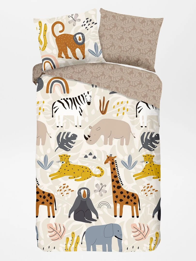 Parure de lit animaux   1 personne   Beige